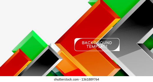 Glossy arrows geometric background, vector techno or business design template
