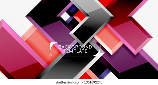Glossy arrows geometric background, vector techno or business design template