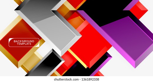 Glossy arrows geometric background, vector techno or business design template