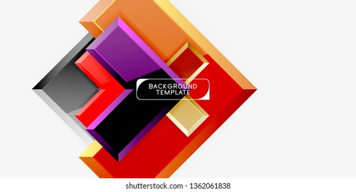 Glossy arrows geometric background, vector techno or business design template