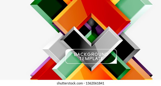 Glossy arrows geometric background, vector techno or business design template