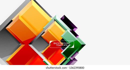 Glossy arrows geometric background, vector techno or business design template