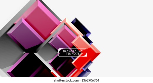 Glossy arrows geometric background, vector techno or business design template