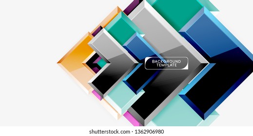 Glossy arrows geometric background, vector techno or business design template