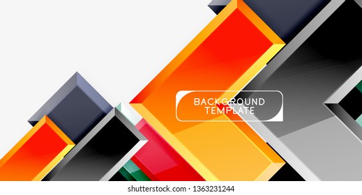 Glossy arrows geometric background, vector techno or business design template