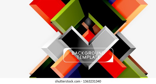 Glossy arrows geometric background, vector techno or business design template