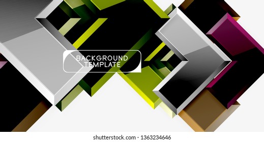Glossy arrows geometric background, vector techno or business design template
