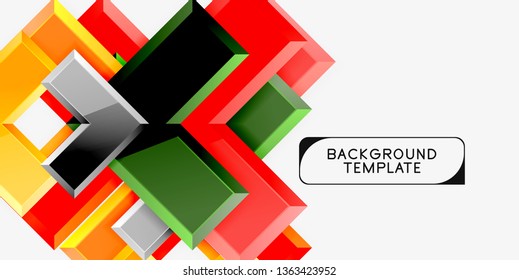 Glossy arrows geometric background, vector techno or business design template