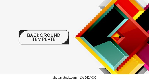 Glossy arrows geometric background, vector techno or business design template