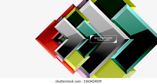 Glossy arrows geometric background, vector techno or business design template