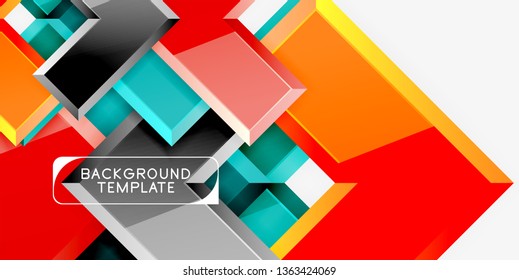Glossy arrows geometric background, vector techno or business design template