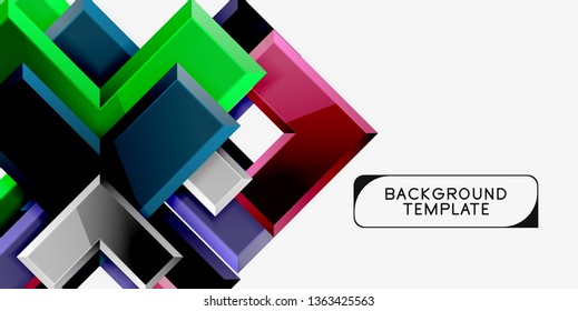Glossy arrows geometric background, vector techno or business design template