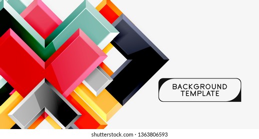 Glossy arrows geometric background, vector techno or business design template