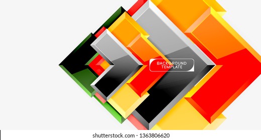 Glossy arrows geometric background, vector techno or business design template