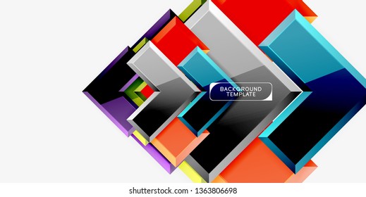 Glossy arrows geometric background, vector techno or business design template