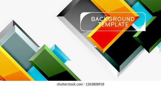 Glossy arrows geometric background, vector techno or business design template