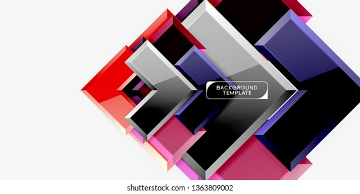 Glossy arrows geometric background, vector techno or business design template