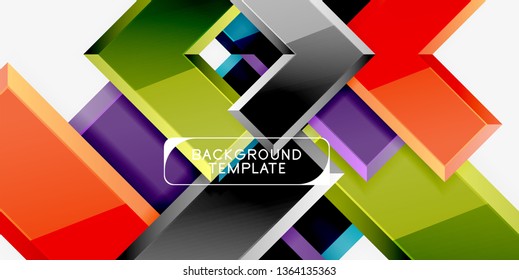 Glossy arrows geometric background, vector techno or business design template
