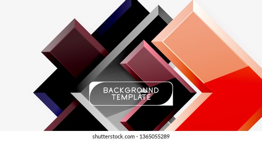 Glossy arrows geometric background, vector techno or business design template