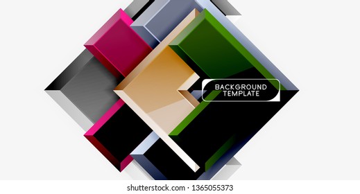 Glossy arrows geometric background, vector techno or business design template
