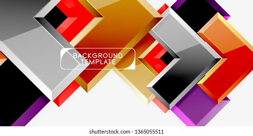 Glossy arrows geometric background, vector techno or business design template