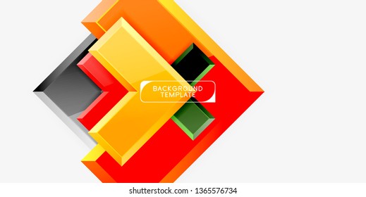 Glossy arrows geometric background, vector techno or business design template