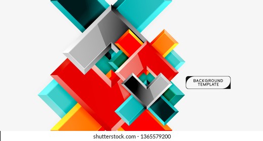 Glossy arrows geometric background, vector techno or business design template