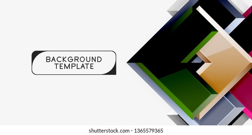 Glossy arrows geometric background, vector techno or business design template