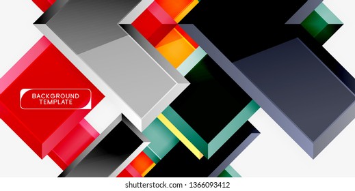 Glossy arrows geometric background, vector techno or business design template