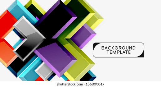 Glossy arrows geometric background, vector techno or business design template