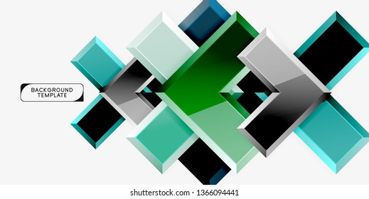 Glossy arrows geometric background, vector techno or business design template