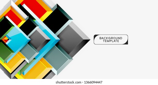Glossy arrows geometric background, vector techno or business design template