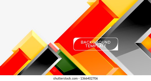 Glossy arrows geometric background, vector techno or business design template