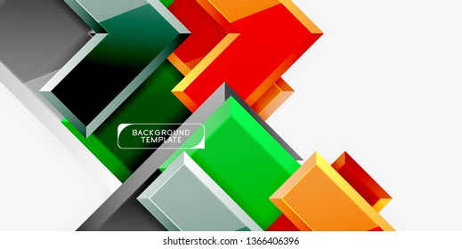 Glossy arrows geometric background, vector techno or business design template
