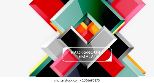 Glossy arrows geometric background, vector techno or business design template