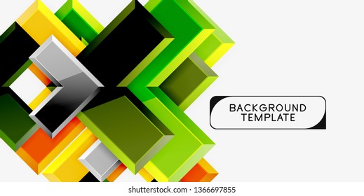 Glossy arrows geometric background, vector techno or business design template