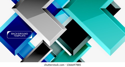 Glossy arrows geometric background, vector techno or business design template