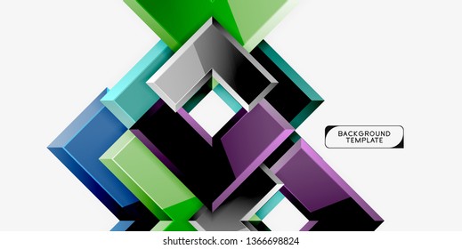Glossy arrows geometric background, vector techno or business design template