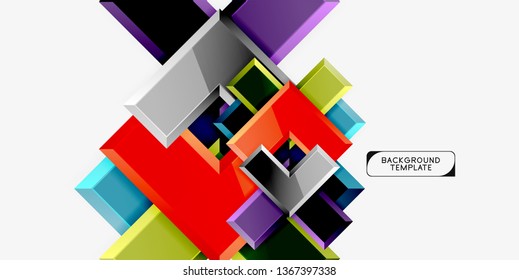 Glossy arrows geometric background, vector techno or business design template