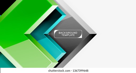 Glossy arrows geometric background, vector techno or business design template