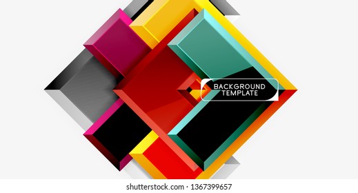 Glossy arrows geometric background, vector techno or business design template