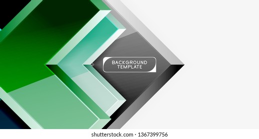Glossy arrows geometric background, vector techno or business design template