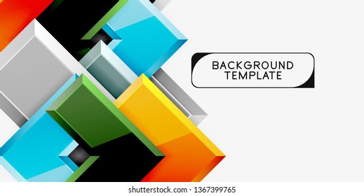 Glossy arrows geometric background, vector techno or business design template