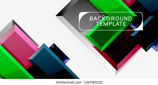 Glossy arrows geometric background, vector techno or business design template