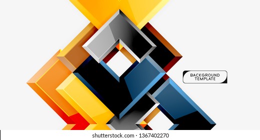 Glossy arrows geometric background, vector techno or business design template