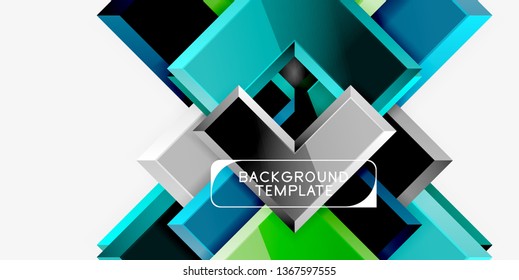 Glossy arrows geometric background, vector techno or business design template