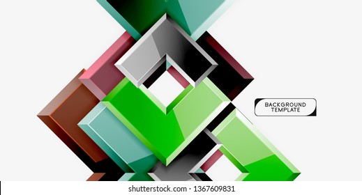Glossy arrows geometric background, vector techno or business design template