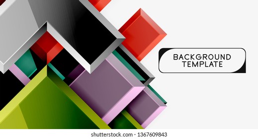 Glossy arrows geometric background, vector techno or business design template