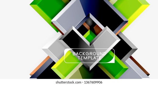 Glossy arrows geometric background, vector techno or business design template