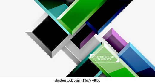 Glossy arrows geometric background, vector techno or business design template